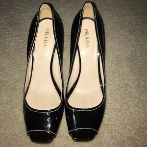 Prada Black Wedges
